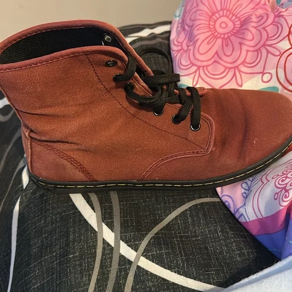 Dr. Martens Women's Rust Red Canvas Combat Boots - Picture 4 of 6